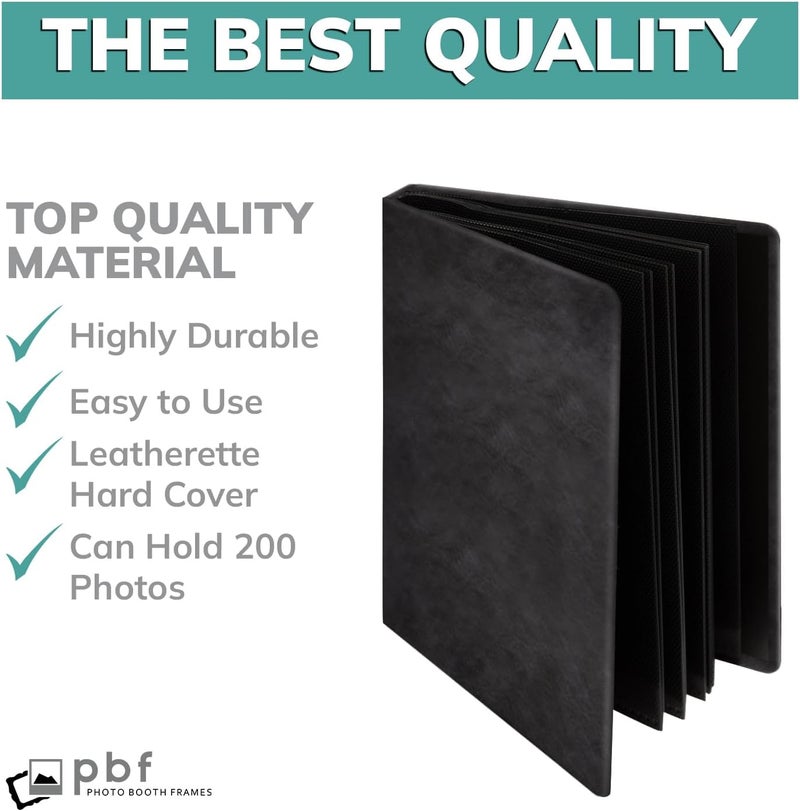 pbf PHOTO BOOTH FRAMES pbf Photo Booth Album | 2x6 Photo Album w/Picture Sleeves | 2x6 Strips Memory Book | Photo Strip Album | Wedding Photo Album for Photo Booth Pictures | 100 Pages, Holds 200 Photos (Black, 1-Pack) - Image 4